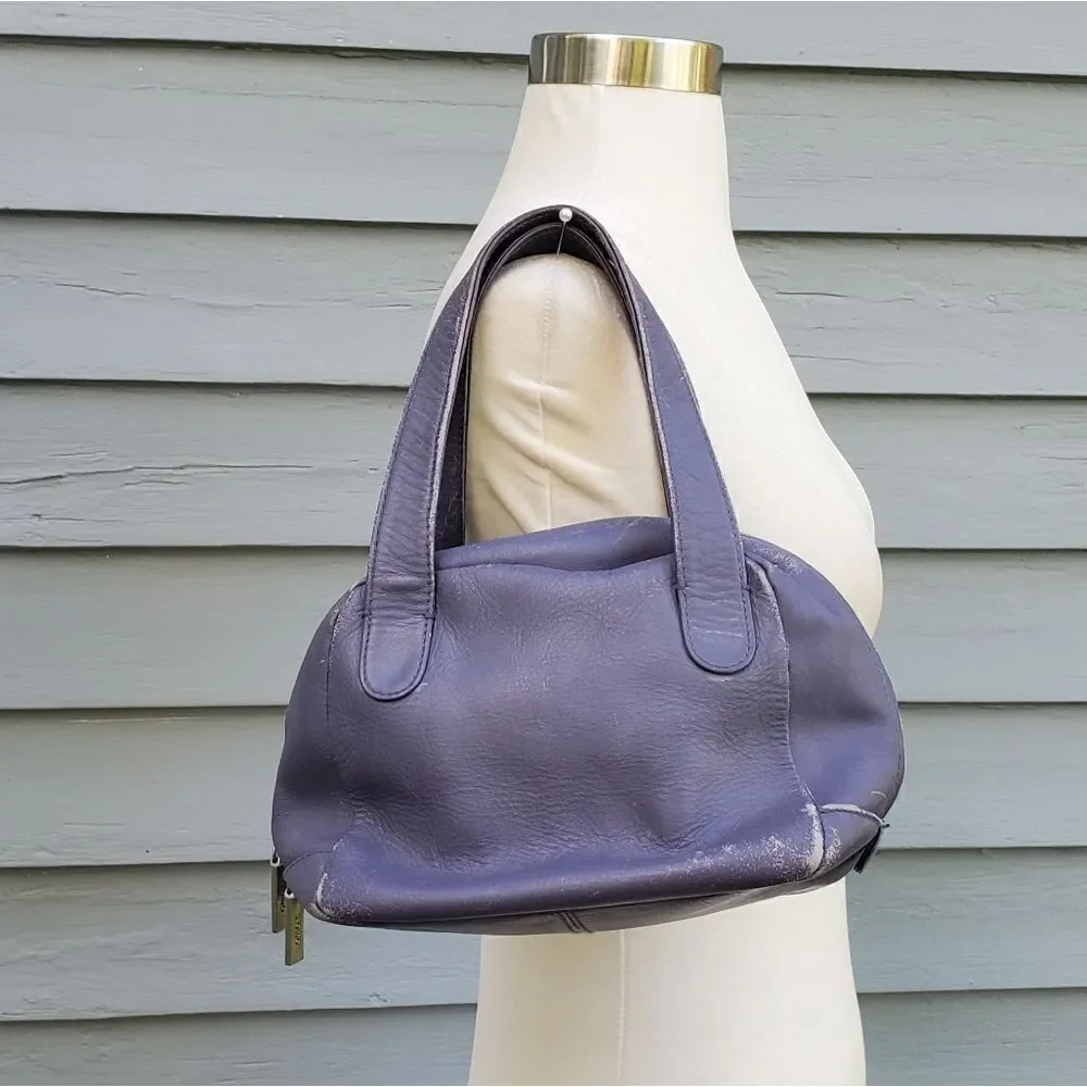 Vintage 90s y2k Hobo International Purple Leather Small Handbag‎